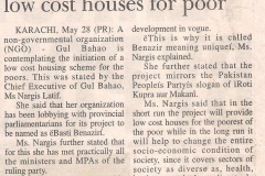 "Gul Bahao contemplating low cost housing for poor" published by Daily News