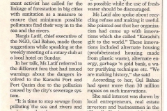 "Trees along drains can check pollution" published in Dawn newspaper