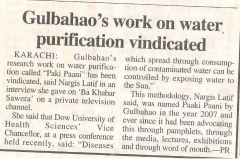 "Gul Bahaos work on water purification vindicated"
