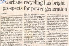 "Gul Bahao recycling has bright prospects for power generation" published by The News